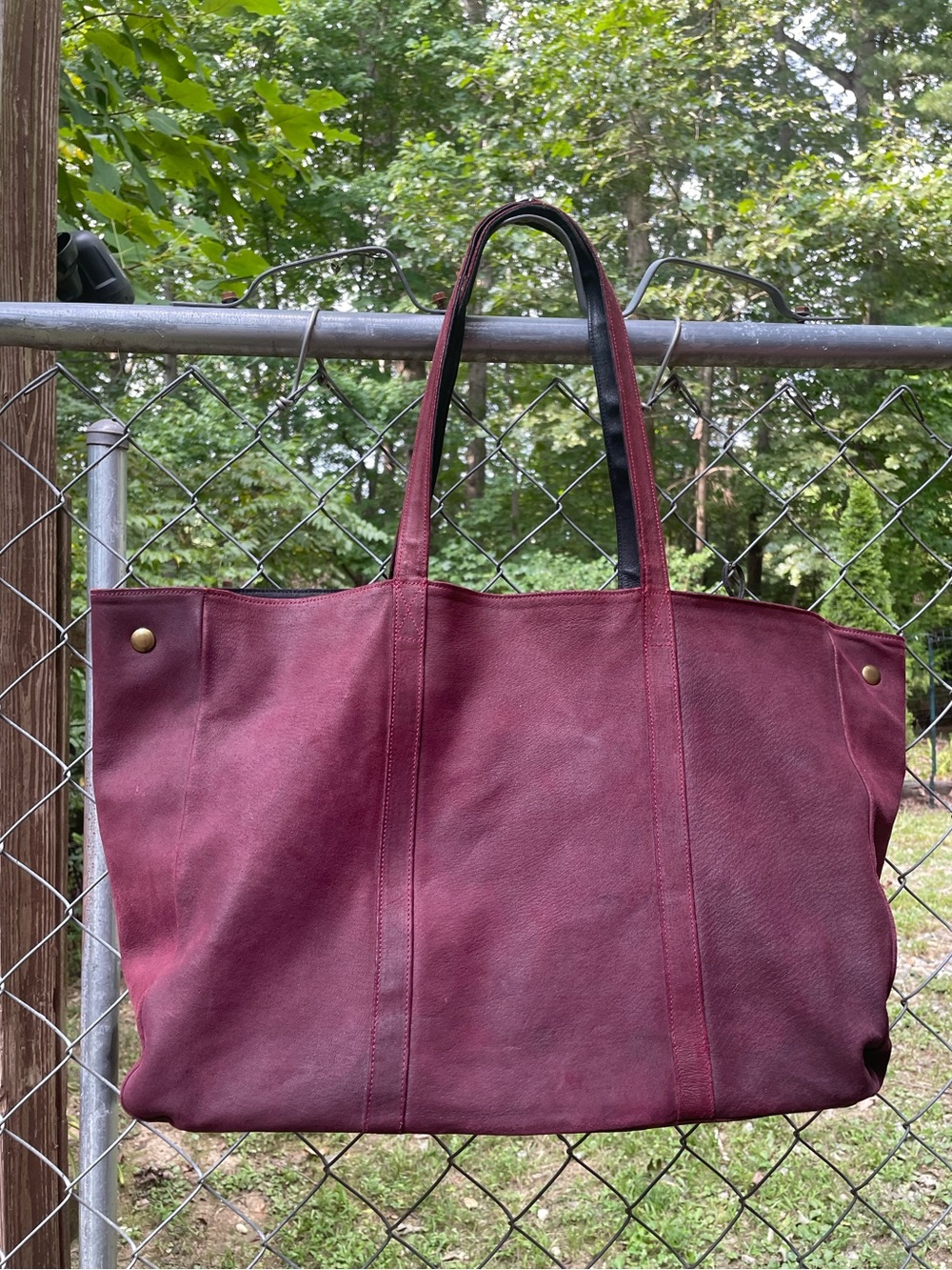 Donna Karan Burgundy Wine Leather Tote Bag